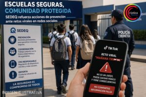 Alerta por reto viral desata refuerzo de seguridad en escuelas de Querétaro